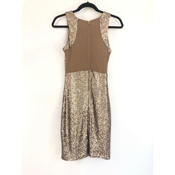 0087 NEW Women's Gold Mini Sequin Sexy Dress - Picture 6 of 8
